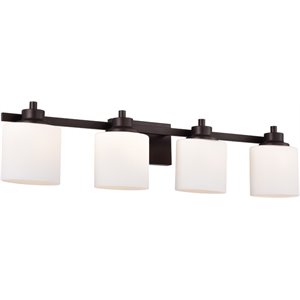 Pemberly Row Contemporary 4 Light Oil Rubbed Bronze Bath Vanity Fixture 33&quot Wide