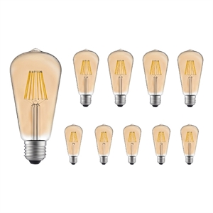 Pemberly Row Modern 8W 2700K Glass LED Bulb in Amber (Set of 10)