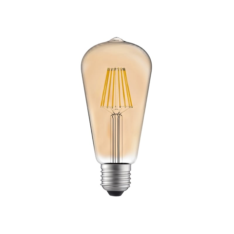 Pemberly Row Modern 8W 2700K Glass LED Bulb in Amber (Set of 10)