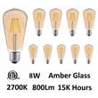 Pemberly Row Modern 8W 2700K Glass LED Bulb in Amber (Set of 10)
