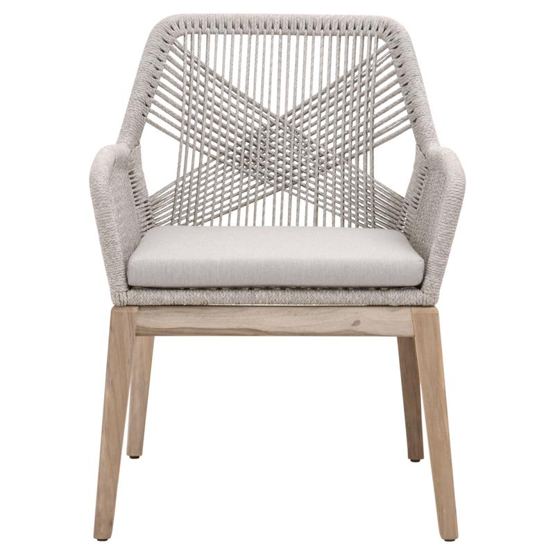 Pemberly Row Modern Fabric Outdoor Arm Chair - Gray (Set of 2)