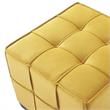Pemberly Row Modern Ottomans Yellow Velvet Upholstered Piping Trim