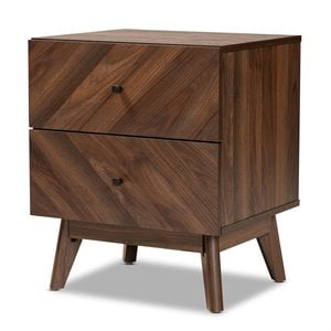 Pemberly Row Modern Walnut Brown Finished Wood 2-Drawer Nightstand