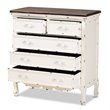 Pemberly Row Brown and White Finished Wood 5-Drawer Storage Cabinet