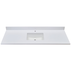 Pemberly Row 61 in.Composite Stone Vanity Top in Snowy White with White Basin