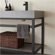 Pemberly Row Double Sink Bathroom Vanity - Matte Black Frame Gray Top