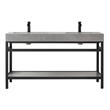 Pemberly Row Double Sink Bathroom Vanity - Matte Black Frame Gray Top