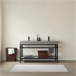Pemberly Row Double Sink Bathroom Vanity - Matte Black Frame Gray Top