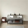Pemberly Row Double Sink Bathroom Vanity - Matte Black Frame Gray Top