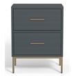 Pemberly Row Contemporary Two Drawer Nightstand in Slate Gray