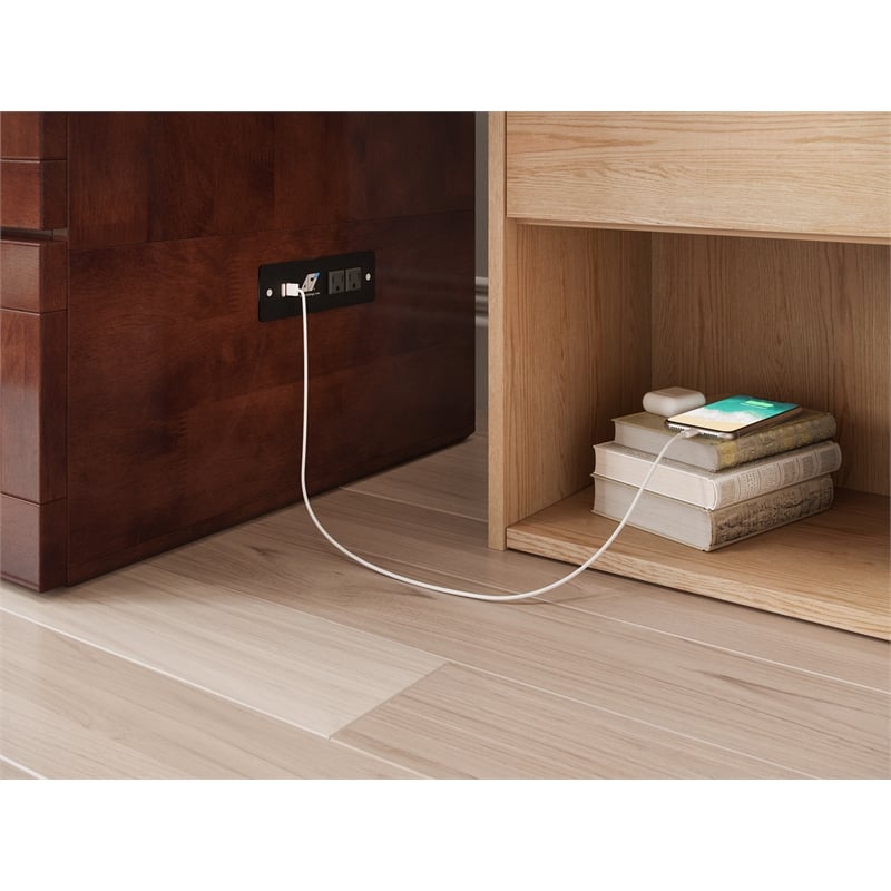 Pemberly Row Murphy Modern Wood Full Bed Chest with Mattress in Walnut