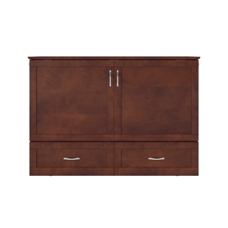 Pemberly Row Murphy Modern Wood Full Bed Chest with Mattress in Walnut