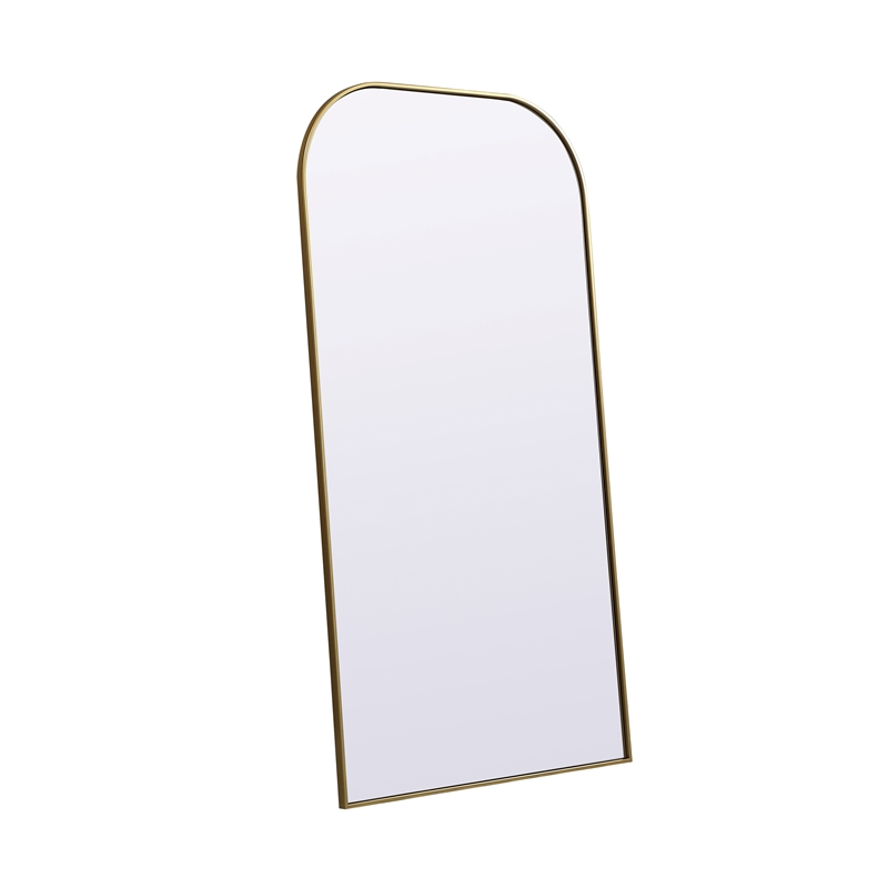 Pemberly Row Arch Modern MDF Wood/Iron Full Length Mirror in Brass