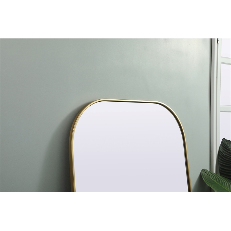 Pemberly Row Arch Modern MDF Wood/Iron Full Length Mirror in Brass