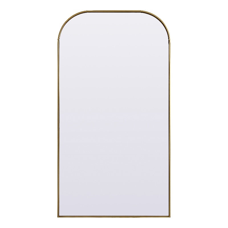 Pemberly Row Arch Modern MDF Wood/Iron Full Length Mirror in Brass