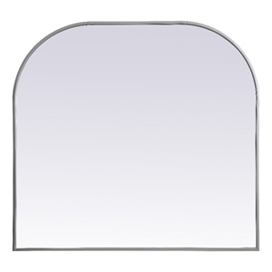 Pemberly Row 36x34&quot Arch Modern MDF Wood/Iron Mirror in Silver