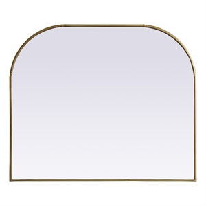 Pemberly Row 40x34&quot Arch Modern MDF Wood/Iron Mirror in Brass