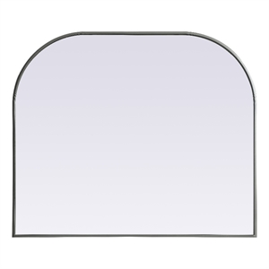 Pemberly Row 40x34&quot Arch Modern MDF Wood/Iron Mirror in Silver