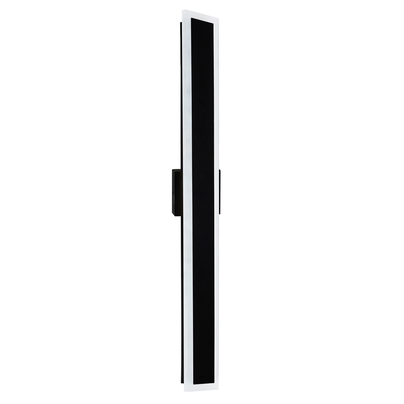Pemberly Row Modern LED Integrated Black Metal Outdoor Wall Light