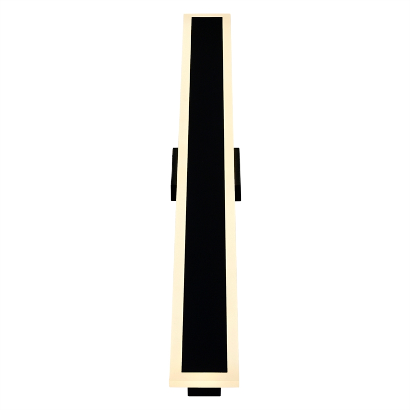 Pemberly Row Modern LED Integrated Black Metal Outdoor Wall Light