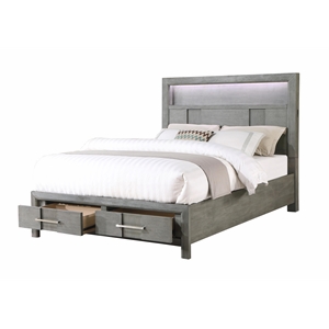 Pemberly Row King 5PC Modern Style Storage Bedroom Set Made with Wood in Gray