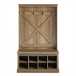 Pemberly Row Entryway Bench Hall Tree withShoe Storage in Rustic Oak