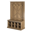 Pemberly Row Entryway Bench Hall Tree withShoe Storage in Rustic Oak