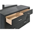 Pemberly Row 6-drawer Velvet Upholstered Dresser with Mirror Gray