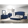 Pemberly Row 6-drawer Velvet Upholstered Dresser with Mirror Pacific Blue