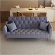 Pemberly Row Convertible Gray Velvet Sofa Bed Folding with Adjustable Backrest