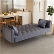 Pemberly Row Convertible Gray Velvet Sofa Bed Folding with Adjustable Backrest