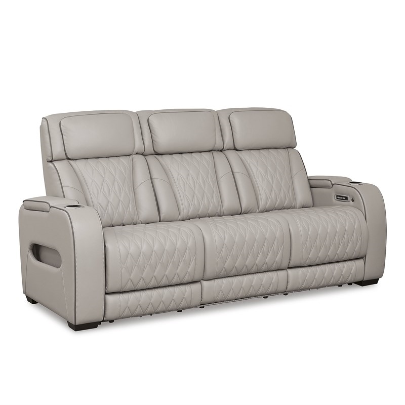 Pemberly Row Contemporary Power Reclining Sofa in Gray