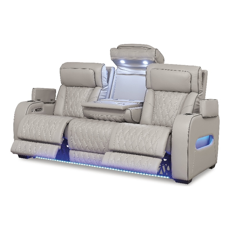 Pemberly Row Contemporary Power Reclining Sofa in Gray