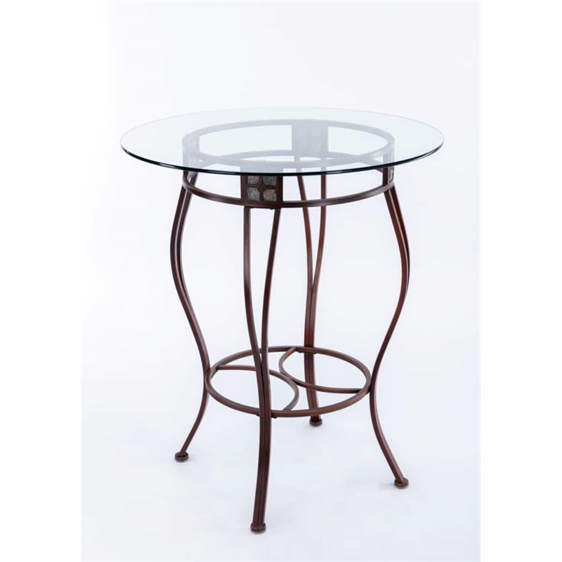 Pemberly Row Modern Metal Bar Height 3 Piece Pub Set Brown Finish