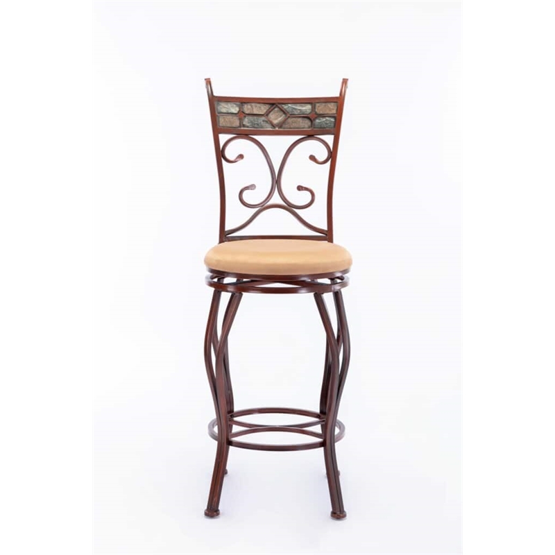 Pemberly Row Modern Metal Bar Height 3 Piece Pub Set Brown Finish
