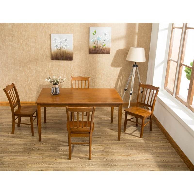 Pemberly Row Modern Wood 5 Piece Dining Set in Walnut Finish