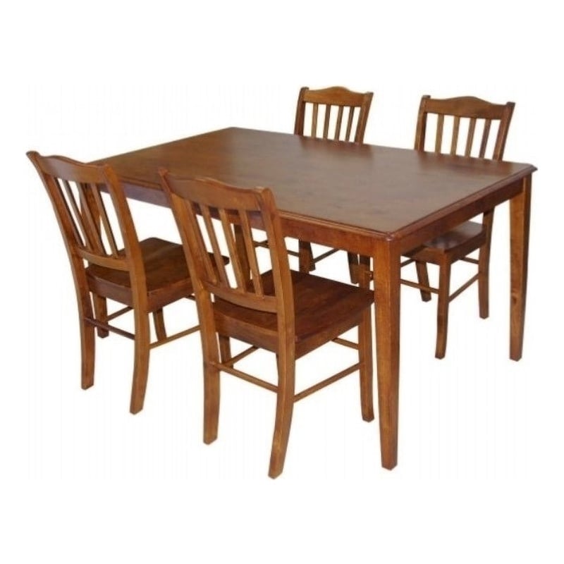 Pemberly Row Modern Wood 5 Piece Dining Set in Walnut Finish