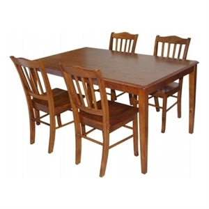 Pemberly Row Modern Wood 5 Piece Dining Set in Walnut Finish