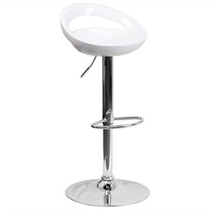 Pemberly Row 24&quot to 33&quot Stylish Adjustable Bar Stool in White