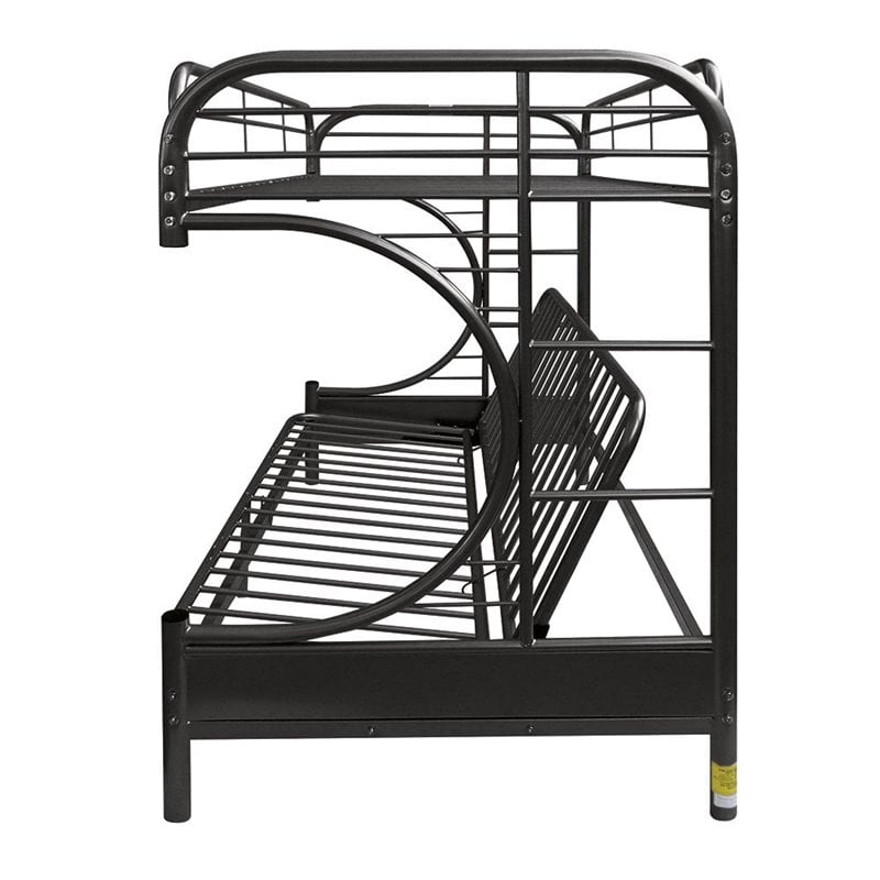 Pemberly Row Modern Twin-Over-Full Futon Metal Bunk Bed in Black