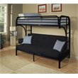 Pemberly Row Modern Twin-Over-Full Futon Metal Bunk Bed in Black