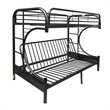 Pemberly Row Modern Twin-Over-Full Futon Metal Bunk Bed in Black