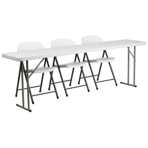 Pemberly Row Modern 4 Piece 96&quot x 18&quot Folding Table Set in White