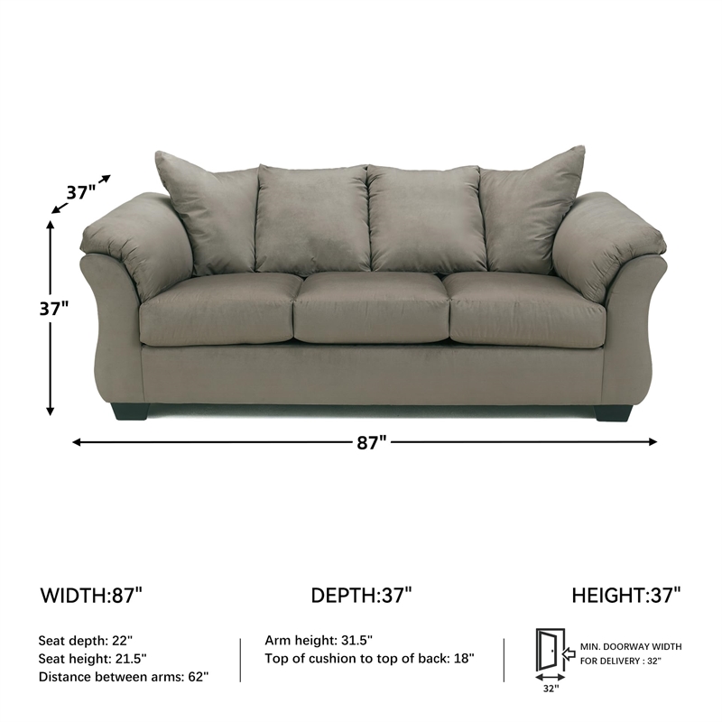 Pemberly Row Modern / Contemporary Fabric Sofa in Cobblestone