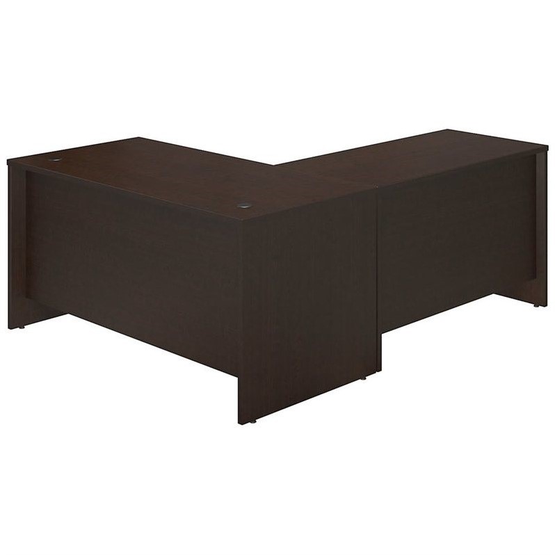 Pemberly Row 60W Desk Shell with 48W Return in Mocha Cherry - Engineered Wood