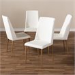 Pemberly Row Modern Faux Leather Dining Chair in White (Set of 4)