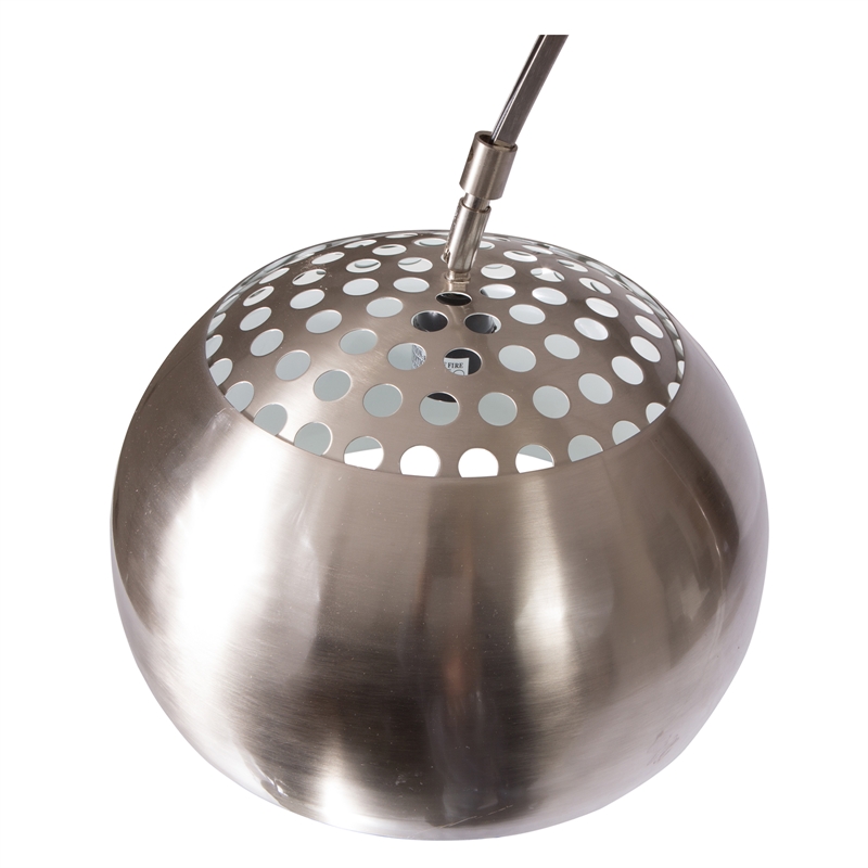 Pemberly Row Modern Stainless Steel Floor Lamp With Marble Cube Base in White