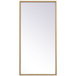 Pemberly Row Contemporary 28&quot x 14&quot Metal Frame Mirror in Brass