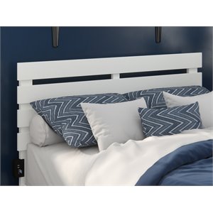 Pemberly Row Solid Wood Full Size Modern Headboard with USB Charger in White