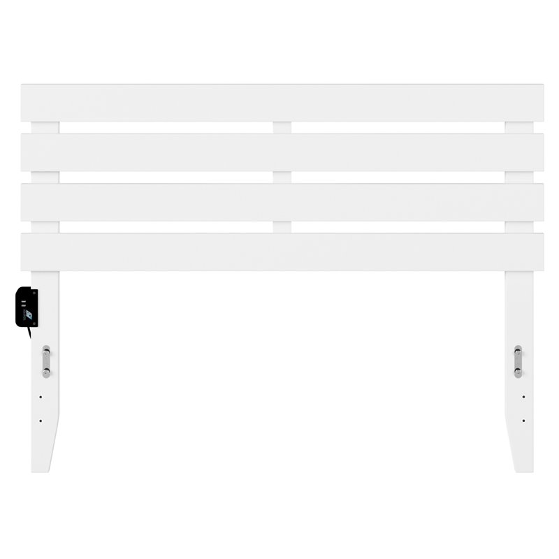 Pemberly Row Solid Wood Full Size Modern Headboard with USB Charger in White